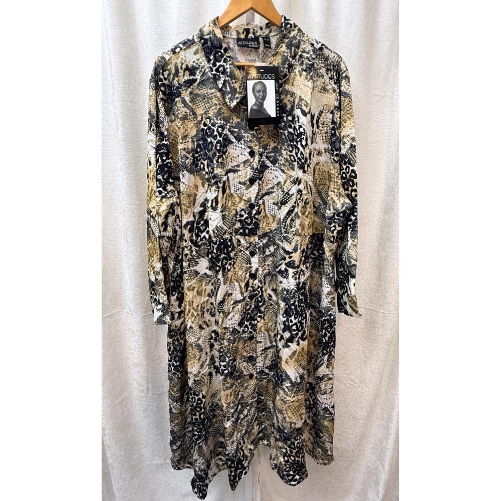 Attitudes by Renee Cheetah Animal Print Maxi Dress Womens Size 4XP